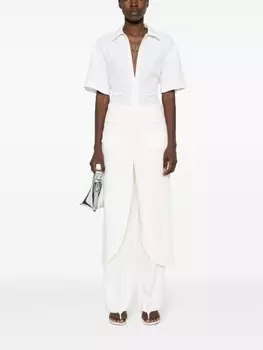 Courrges креповая юбка миди Ellipse, серый