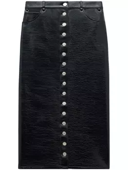 Courrges лакированная юбка миди Multiflex, черный