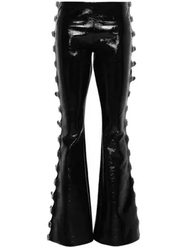 Courrges лакированные расклешенные брюки, черный