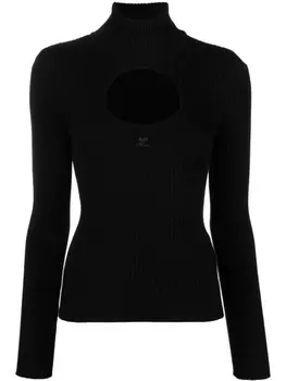 Courrges logo-embroidered cut-out jumper, черный