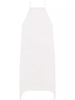 Courrges платье миди с нашивкой-логотипом, белый