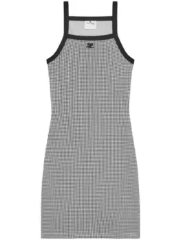 Courrges платье мини в ломаную клетку, черный