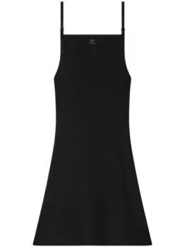 Courrges платье мини в рубчик, черный