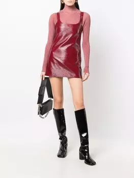 Courrges платье-трапеция с квадратным вырезом, красный