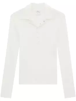 Courrges рубашка поло в рубчик с длинными рукавами, белый