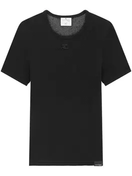 Courrges сетчатая футболка с круглым вырезом, черный