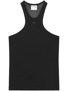Courrges сетчатый топ без рукавов, черный