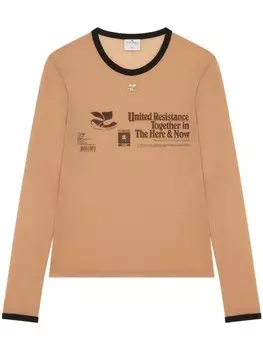 Courrges сетчатый топ с надписью, нейтральный