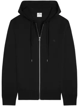 Courrges шерстяное худи на молнии, черный