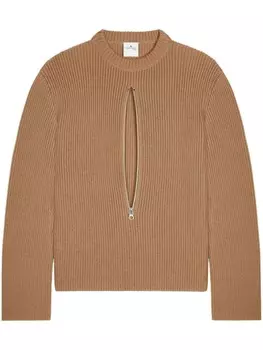 Courrges шерстяной свитер с молниями, нейтральный цвет