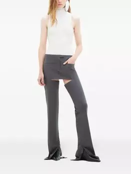 Courrges шерстяные брюки строгого кроя, серый