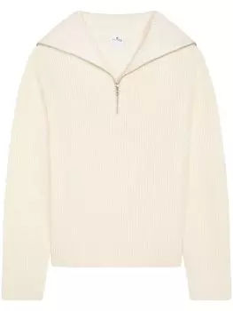 Courrges свитер в рубчик с капюшоном, нейтральный цвет