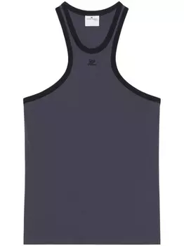 Courrges топ с контрастной отделкой, черный