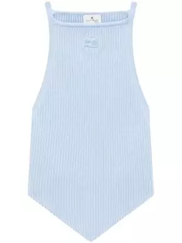 Courrges топ в рубчик с нашивкой-логотипом