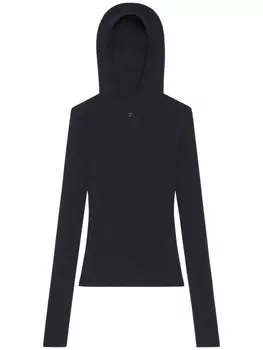 Courrges трикотажный топ с капюшоном, черный