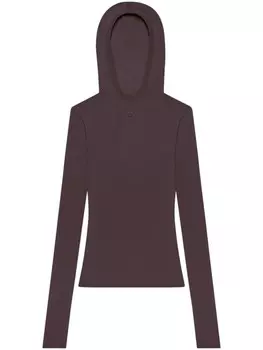 Courrges трикотажный топ с капюшоном, коричневый