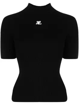 Courrges трикотажный топ с логотипом, черный