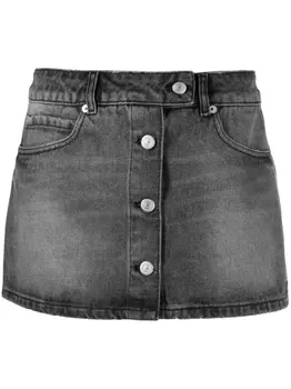 Courrges Trucker denim miniskirt, серый