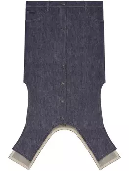 Courrges юбка с асимметричным подолом, синий