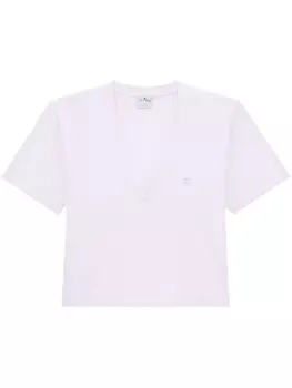 Courrges укороченная футболка с логотипом, розовый