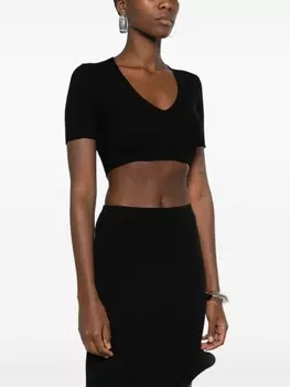 Courrges укороченная футболка в рубчик, черный