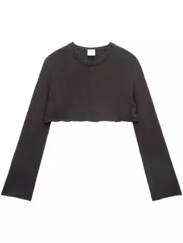 Courrges укороченный джемпер с вышитым логотипом, черный