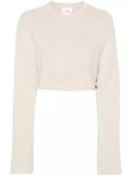 Courrges укороченный джемпер с вышитым логотипом, нейтральный цвет