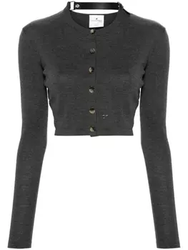 Courrges укороченный кардиган тонкой вязки, серый