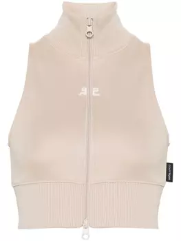 Courrges укороченный топ из джерси, нейтральный цвет