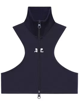 Courrges укороченный топ из джерси, синий