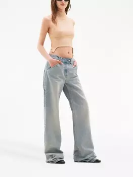 Courrges укороченный топ с нашивкой-логотипом, серый