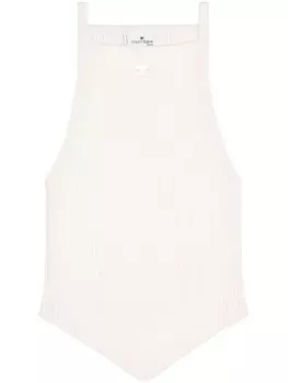 Courrges вязаный топ с вышитым логотипом, белый