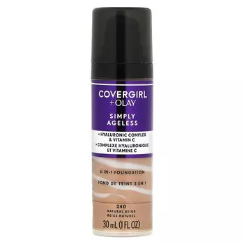 Covergirl, Olay Simply Ageless, тональный крем 3 в 1, оттенок 240 натуральный бежевый, 30 мл (1 жидк. унция)