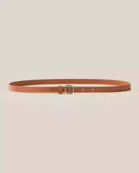 CP Женский кожаный ремень с золотой пряжкой Claudie Pierlot, коричневый