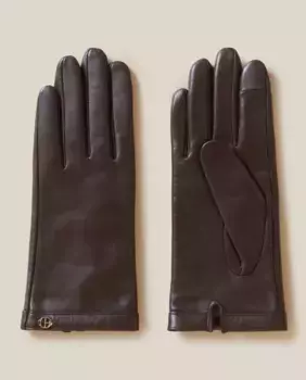 CP Золотисто-коричневые кожаные женские перчатки Claudie Pierlot