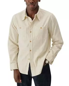 Craftsman Station Хлопковая вельветовая классическая рубашка на пуговицах Buck Mason, слоновая кость/кремовый