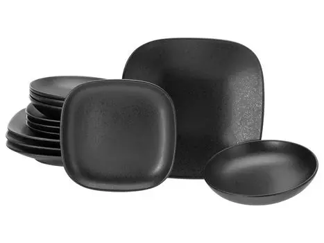 CreaTable, 16817, Magic Black Square Black, набор тарелок, 12 предметов, керамика, черный