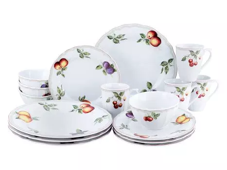 CreaTable, 16999, Flora Orchard, комбинированный сервиз, 16 предметов, фарфор, белый