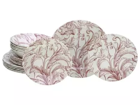 CreaTable, 17383, Venecia Pink, набор тарелок, 18 предметов, керамика, красный