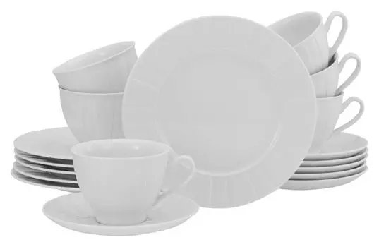 CreaTable, 17607, Barcelona White, кофейный сервиз на 18 предметов, фарфор, белый