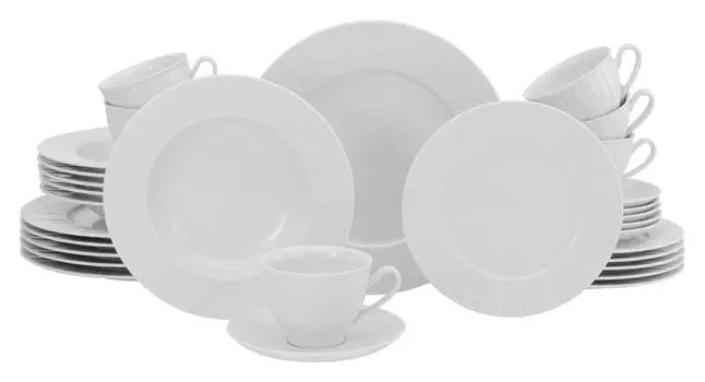 CreaTable, 17609, Барселона Белый, комбинированный сервиз, 30 предметов, фарфор