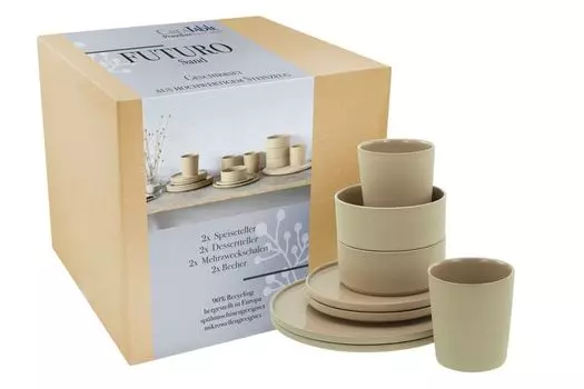 CreaTable, 21526, футуро песок, комбинированный сервиз, 8 предметов, керамогранит, бежевый