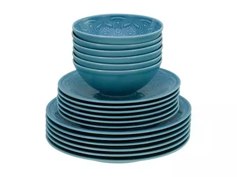 CreaTable, 21624, Orient Mandala Aquamarine, набор тарелок, 18 предметов, фарфор, синий