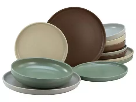 CreaTable, 23189, Uno Natural, набор тарелок, 12 предметов, керамика, мультиколор
