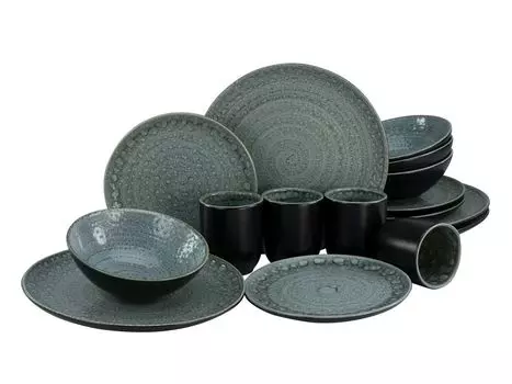 CreaTable, 23291, камень Villa Romana, комбинированный сервиз, 16 предметов, керамогранит, серый