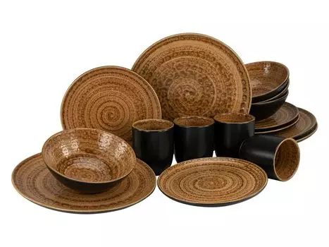 CreaTable, 23365, Villa Romana Terra, комбинированный сервиз, 16 предметов, керамогранит, коричневый