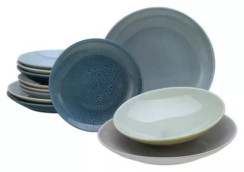 CreaTable, 23845, Reactive Aqua, набор тарелок, 12 предметов, керамика, синий