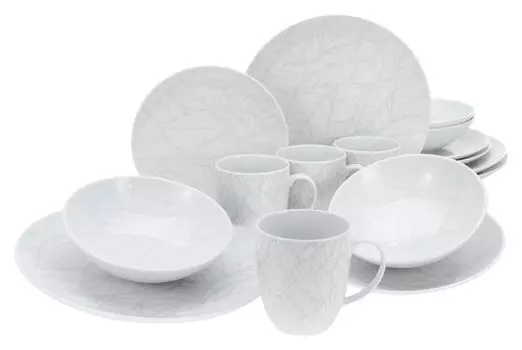 CreaTable, 25868, Листья для дома, комбинированный сервиз, 16 предметов, фарфор, белый