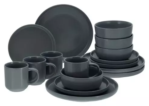 CreaTable, 25876, скандинавский серый, комбинированный сервиз, 16 предметов, керамогранит