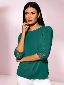 CREATION L PREMIUM Рубашка с рукавом 3/4 "Рубашка из лиоцелла", зеленый